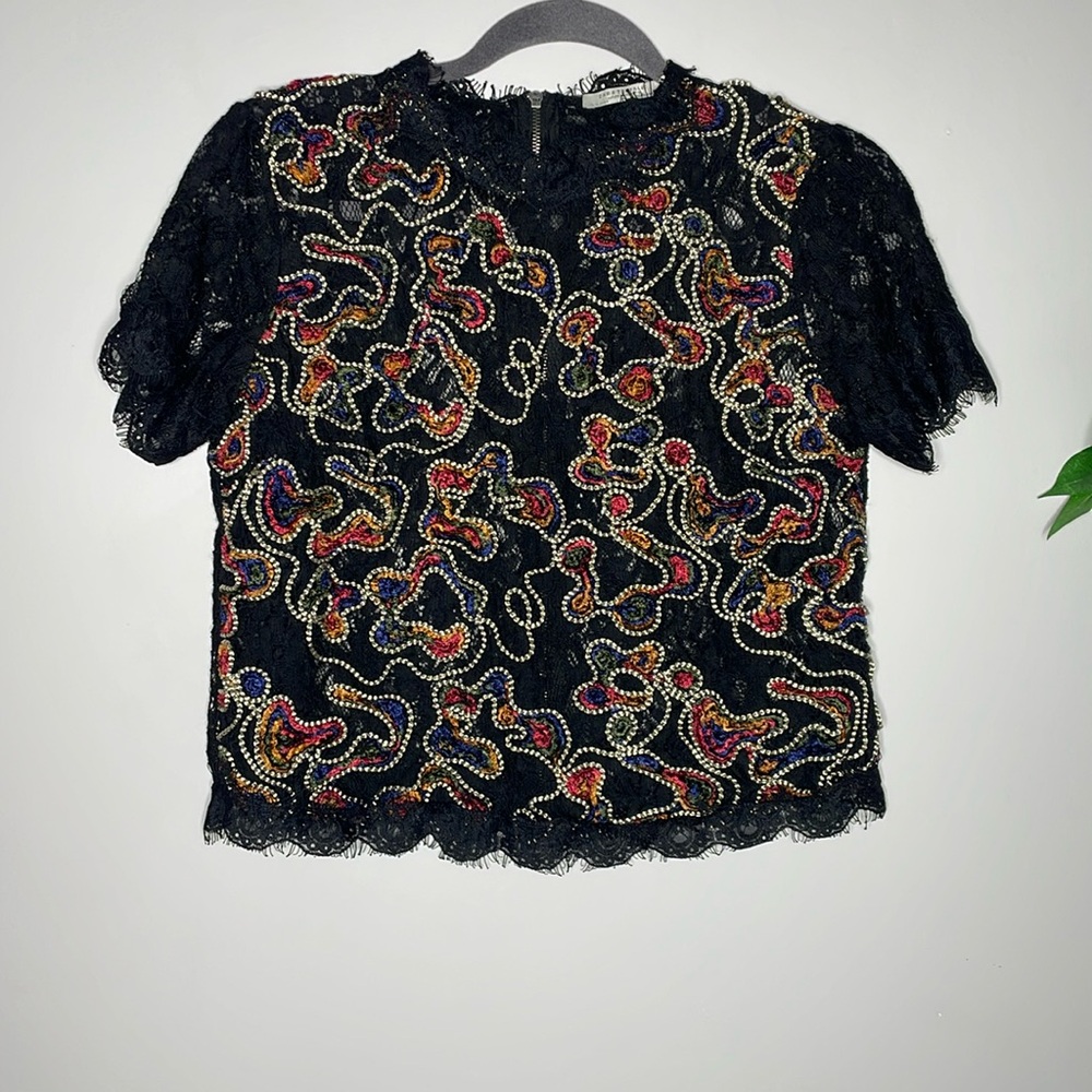Zara Trafaluc Embroidered Lace Top